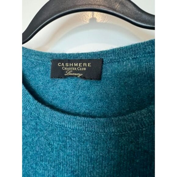 Charter Club 100% Cashmere Teal Crewneck Sweater - Picture 3 of 5
